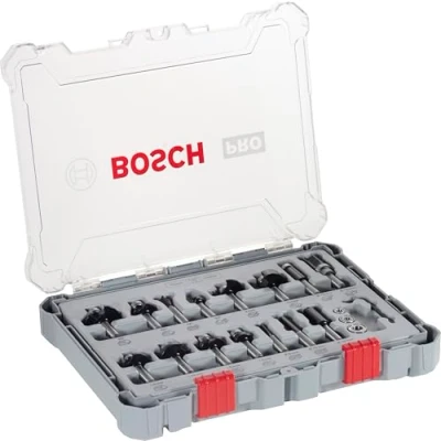 Imagen de Bosch Professional Set Mixto de Brocas Fresadoras 15 Piezas (para madera, vástago Ø 8 mm, Accesorios Fresadoras)