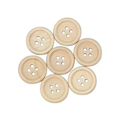 Imagen de Chenkou Craft botones redondos de madera natural 15 mm, 100 unidades, 4 agujeros, costura, mm