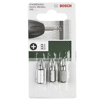 Imagen de Bosch 2 609 255 964 Juego estándar de puntas destornillador 3 piezas (PH) (pack 3)
