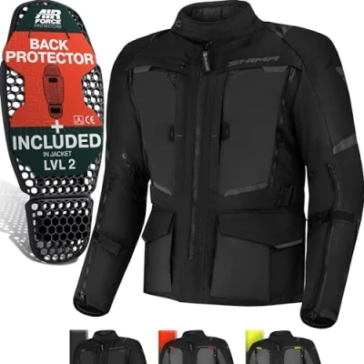 Imagen de SHIMA HERO 2.0 Chaqueta Moto Hombre Toda Estaciones Cazadora Cordura Textil con membrana impemeable capa calefactora CE protecciones, ajuste de la anchura (Negro, L)