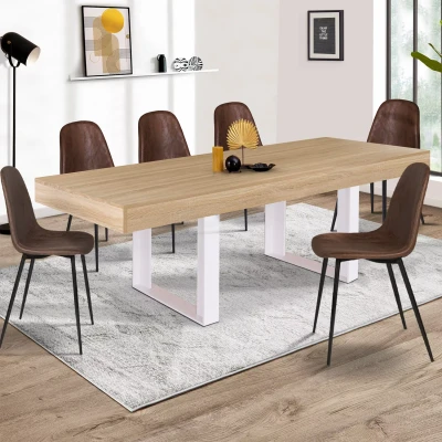 Imagen de IDMarket Phoenix Mesa de comedor rectangular para 10 personas, madera y blanco, 200 cm