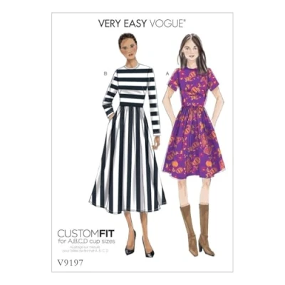 Imagen de VOGUE PATTERNS Patrón 9197 E5, Vestidos, tamaños 14 22, Tejido, Multicolor
