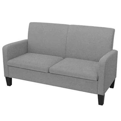 Imagen de vidaXL Sofá 2 Plazas Tela 135x65x76 cm Gris Claro Asiento Silla Sillón Mueble