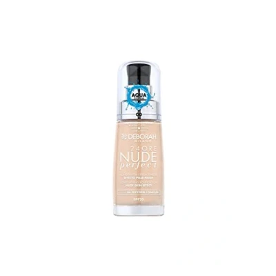 Imagen de Deborah 24 horas Nude Perfect N.00 Base de maquillaje hidratante y ligera, larga duración, efecto nude, textura fluida con cobertura media, para una tez uniforme, radiante aterciopelada