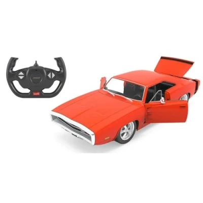 Imagen de JAMARA Dodge Charger R/T 1970 1:16 Puerta Manual de 2,4 GHz con Licencia Oficial, Interior Fiel a los Detalles, Pintura Original, Coche teledirigido, Color Rojo (402116)