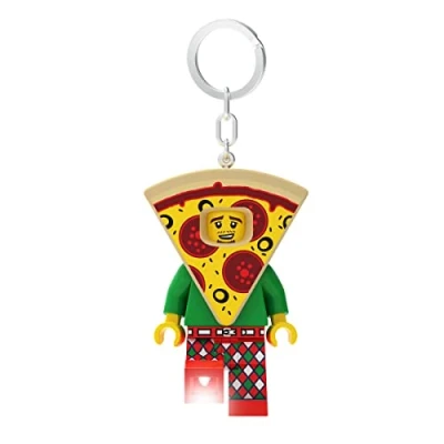 Imagen de Llavero Lego Icónico Chico pizzero Linterna LED Juguetes de Regalo para niños Figura 82 mm Altura (KE176H) 2 Pilas CR2025 incluídas