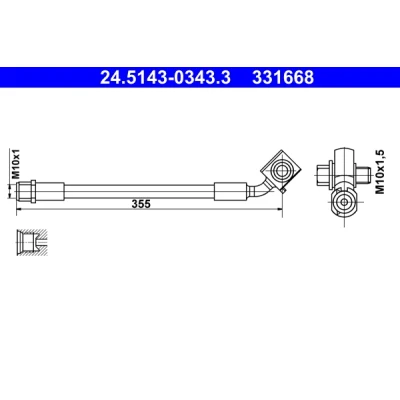 Imagen de ATE 24.5143 0343.3 Latiguillos de Freno 355 M10x1 OPEL: Astra K Hatchback