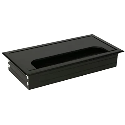 Imagen de KOTARBAU® Pasacables de aluminio 160 x 80 mm, para muebles, Negro, rectangular aluminio, mesa, escritorio, Organizador cables, Boquilla cables con tapa