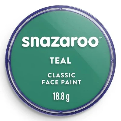 Imagen de Snazaroo Pintura facial y corporal, 18 ml, color verde azulado, profesional a base de agua, pastilla aquacolor individual para adultos, niños efectos especiales