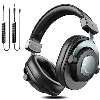 Imagen de FIFINE Auriculares DJ con Cable, de Estudio y Monitor, 50mm Controladores, Monitorización 3.5 6.35mm Conector Audio para PC Grabación Teléfono Piano Guitarra