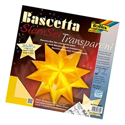 Imagen de Folia 814/3030 DIY kit Bascetta Set creativo de estrellas (30 x 30 cm) (32 hojas papel transparente color amarillo [Importado Alemania]