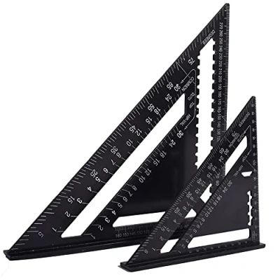Imagen de ASNOMY 2Pcs Escuadra Triangular Carpintero de 7 pulgadas y 12 pulgadas, Escuadras Metalica metrico Regla Aluminio Metalicas Grandes para