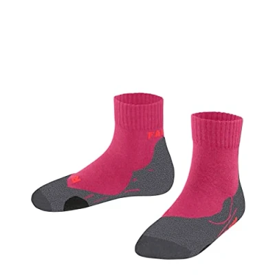 Imagen de FALKE TK2 Short K SSO lana hilo funcional anti ampollas gruesa 1 par, Calcetines para senderismo Unisex niños, Rojo (Rose 8564), 23 26