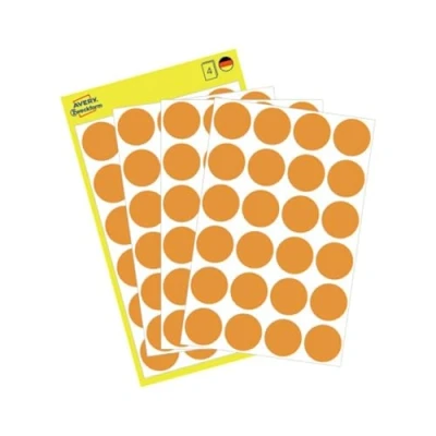 Imagen de AVERY Zweckform 3173 puntos adhesivos (18 mm de diámetro, 96 en 4 hojas, pegatinas redondas para calendarios, planificadores y manualidades, papel, mate), color naranja neón