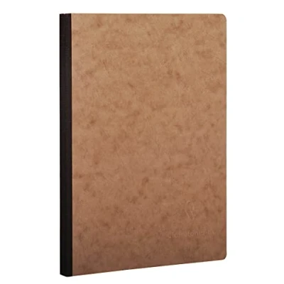 Imagen de Clairefontaine 79542C Collection Age Bag Un Carnet Cousu Dos Toilé Tabac A5 14,8x21 cm 192 Pages Petits Carreaux Papier Blanc 90 g Couverture Carte Lustrée Grain Cuir