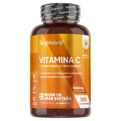 Imagen de Vitamina C 1000 mg 180 Comprimidos con Bioflavonoides y Rosa Mosqueta Complemento Vitamínico para Sistema Inmune Cansancio Altamente Concentrado de Ácido Ascórbico 6 Meses Vegano