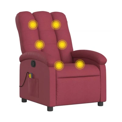 Imagen de vidaXL Sillón de Masaje Reclinable, Asiento con Reposabrazos Respaldo, Descanso Televisión, para Salón Oficina, Tela Color Vino Tinto