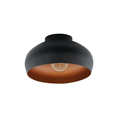 Imagen de Eglo lámpara de techo Mogano 2, iluminador 1 luz, candil para sala metal en negro y cobre, pendiente pasillo, iluminación con casquillo E27