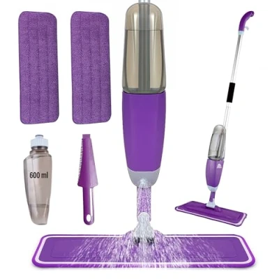 Imagen de ARSUK Mopas de Limpieza Suelos con Pulverizador, Mopa Fregona para Botellas Recargables 600ml y 2 Almohadillas Repuesto el Cocina, Azulejos, Madera Dura, Laminados