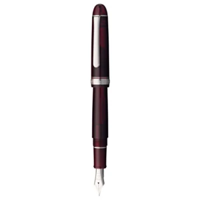 Imagen de PLATINUM Pluma estilográfica japonesa #3776 Century Rhodium Bourgogne F/Rojo/0,28 0,34 mm/Hecho a mano/Pluma de oro 14 quilates/con caja regalo/pluma
