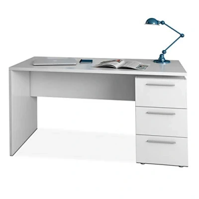 Imagen de Habitdesign Mesa de Despacho 3 Cajones, Escritorio, Modelo Stylus, Acabado en Color Blanco Artik, Medidas: 138 (Ancho) x 60 cm (Fondo) 74 (Alto)