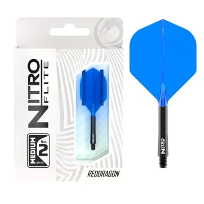 Imagen de RED DRAGON Darts Nitro Flite Integrada Sistema de Vuelo y Eje No.2 Forma diseño Negro &amp; Azul Color, Longitud Media