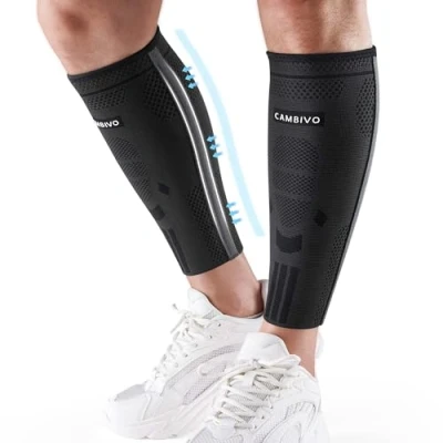 Imagen de CAMBIVO Medias de Compresión Mujer Hombre x2, Calcetines Compresion, Compresion Varices, Pantorrilleras con Estabilizadores Laterales, para Deporte, Running, Circulacion Piernas