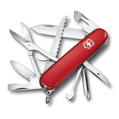 Imagen de VICTORINOX Navaja suiza de bolsillo Fieldmaster, 15 funciones, Hecha en Suiza, multiherramienta con gancho multiusos, abrelatas, tijeras, rojo