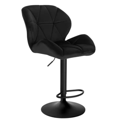 Imagen de WOLTU 1X Taburete de Bar con Respaldo Sillas Regulables en Altura, Asiento Acolchado Terciopelo Giratorias Muebles Cocina Silla Comedor Negro, BH139sz 1