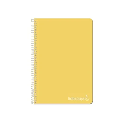 Imagen de Cuadernos marca LIDERPAPEL modelo CUADERNO ESPIRAL FOLIO WITTY TAPA DURA 80H 75GR CUADRO 4MM CON MARGEN COLOR AMARILLO