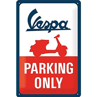 Imagen de Nostalgic Art Retro Cartel de Chapa Vespa Parking Only Idea Regalo para Fans Scooter, Metal, diseño Vintage decoración, 20 x 30 cm