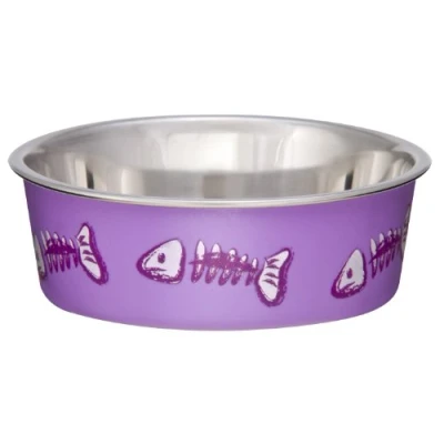 Imagen de Bella Bowl Cuenco para Pescado, XS de Acero Inoxidable con Parte Inferior Goma Antideslizante Apto Perros y Gatos Resistente a Las bacterias lavavajillas Morado