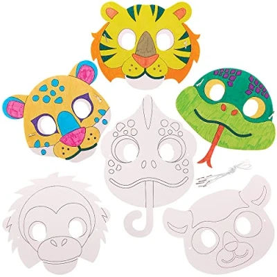 Imagen de Baker Ross FX556 Kit Máscaras animales de la selva Pack 10, para fiestas infantiles