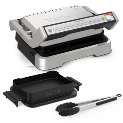 Imagen de Tefal OptiGrill GC776D10 Barbacoa de contacto 4 en 1 con bandeja para horno, plegable, 9 programas, indicador nivel cocción, parrilla eléctrica, horno
