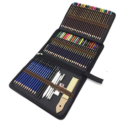 Imagen de lápices de dibujo, 72 bocetos y colores para colorear ideal artistas, adultos niños