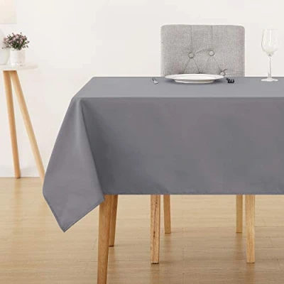 Imagen de Deconovo Mantel Mesa Rectangular Lavable Impermeable Antimanchas para Decoración de Hogar Cocina Salón Cumpleaños Hule Resistente a Las Manchas132x229cm Gris