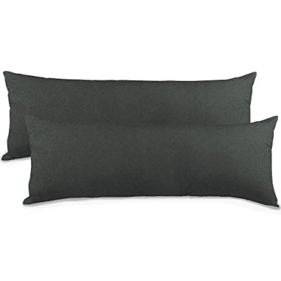 Imagen de aqua textil Classic Line Juego de 2 Fundas Almohada (40 x 120 cm), Color Gris Antracita y algodón