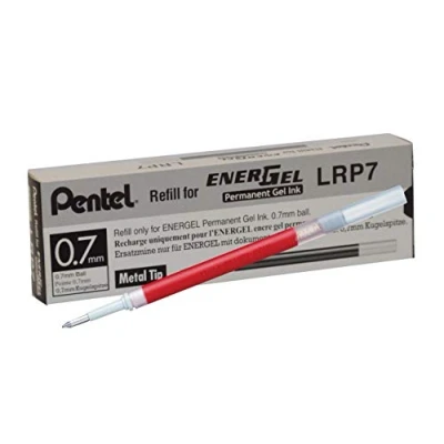 Imagen de Pentel LRP7 0.7mm EnerGel Permanent Gel Pen Refill Buk Pack (12pcs) Red Ink