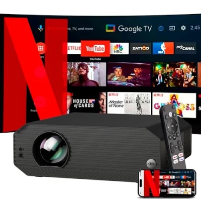 Imagen de Proyector 4K, Unicview K5000, 1800 ANSI lúmenes, Cine en casa y presentaciones, Enfoque motorizado, Keystone 4D, Zoom Digital, HDMI, USB C, Jack 3.5, Altavoces 10W (GoogleTV Licenciado)