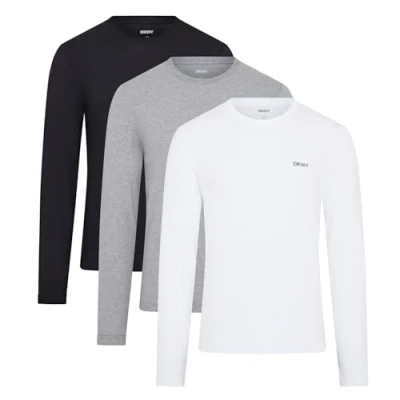 Imagen de DKNY Warriors, Camiseta para Hombre, (Pack de 3), Negro/Blanco/Gris, M