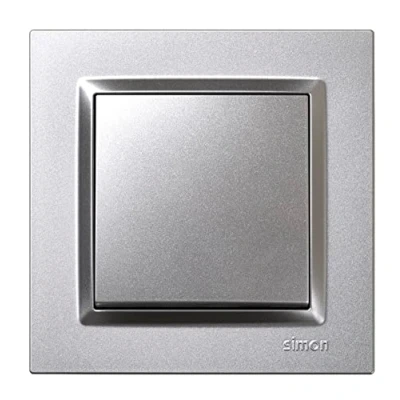Imagen de Simon Interruptor Conmutador, Serie 10, 230V, de Pared Interior, Fácil Instalar, Incluye Marco, Tapa y Mecanismo, Color Aluminio
