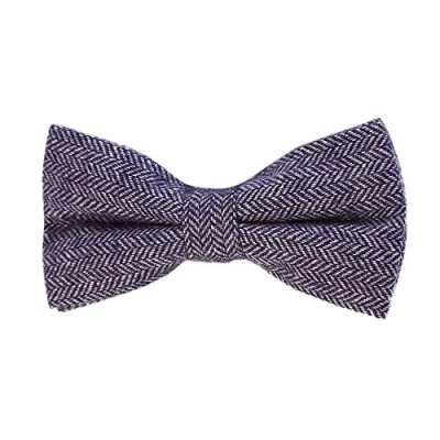 Imagen de DonDon Pajarita de algodón para hombre 12 x 6 cm tweed look ajustable y lista usar Azul diseño espiga