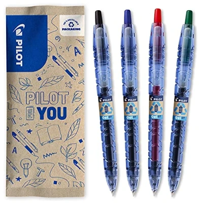 Imagen de Pilot Flowpack 4uds B2P gel 0,7 Bolígrafo Roller tinta de Medio Negro, Azul, Rojo, Verde Begreen Fabricado a partir plástico reciclado