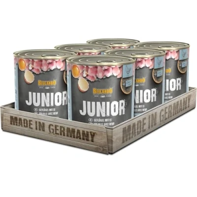 Imagen de Belcando Super Premium Lata [6x800g Junior Ave con Huevo] Comida húmeda para Perros Alimento húmedo Completo de Todas Las Razas