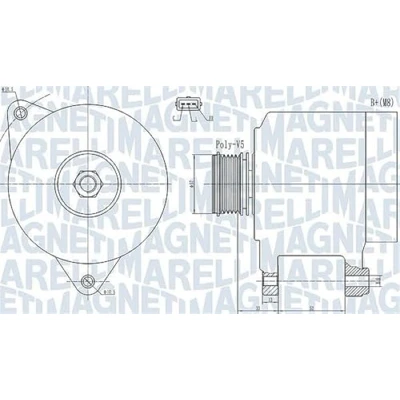 Imagen de MAGNETI MARELLI 063732133010 Alternador 14V 120A