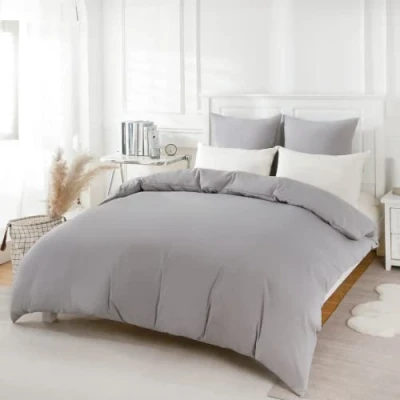 Imagen de REDKEY Funda Nordica Cama 150,Juego de Edredon 240x220 y 2 Fundas Almohada 80x80cm Juego Microfibra cepillada Suave (Gris Claro)