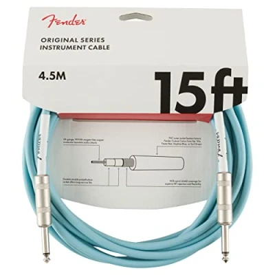 Imagen de Fender Original Series Cable para Instrumento, Guitarra Eléctrica y Bajo, 4.5m, Recto/Recto, Daphne Blue