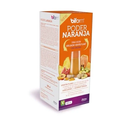 Imagen de Dielisa BIFORM PODER Naranja COMPLEMENTO ALIMENTICIO Sabor a con Doble Acción Control del Peso y Vientre Plano para Combinar tu Bebida Favorita 500 ml