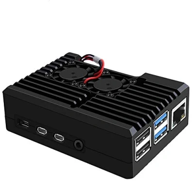 Imagen de GeeekPi Raspberry Pi 4 Caja con Doble Ventilador, de Aluminio Ventilador enfriamiento para Modelo B (2510 Ventilador)