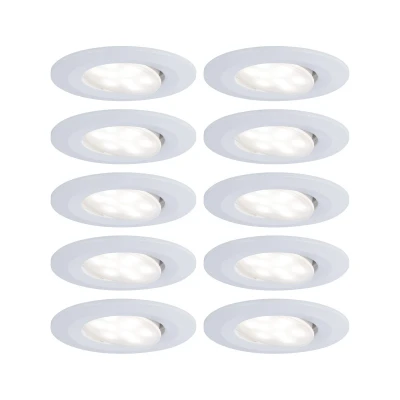 Imagen de Paulmann 99924 Luminaria empotrable LED Calla redonda, set de 10, incl. 10x5,2 W IP65 reg., foco empotrable, blanco mate, luz armario, plástico 4000 K